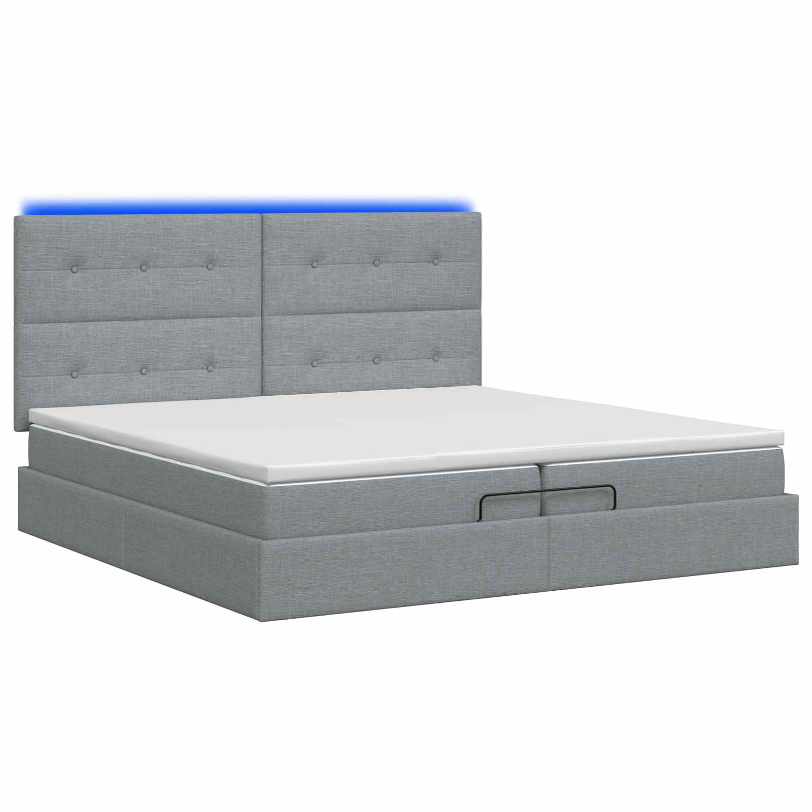 Κρεβάτι Ottoman με Στρώμα και LED Ανοιχτό γκρι 200 x 200 cm