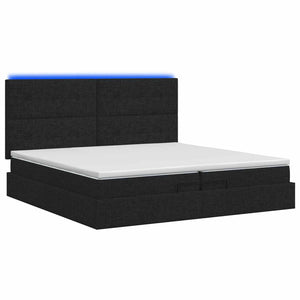 Κρεβάτι Ottoman με Στρώμα και LED Μαύρο 200 x 200 cm Ύφασμα - Pakobazaar