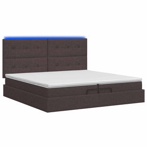 Κρεβάτι Ottoman με Στρώμα και LED Σκούρο Καφέ 200 x 200 cm - Pakobazaar