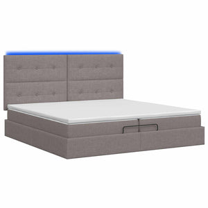 Κρεβάτι Ottoman με Στρώμα και LED Taupe 200 x 200 cm Ύφασμα - Pakobazaar