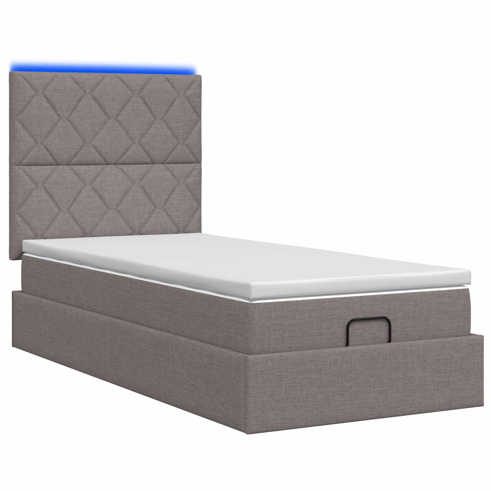 Κρεβάτι Ottoman με Στρώμα και LED Taupe 90 x 200 cm Ύφασμα