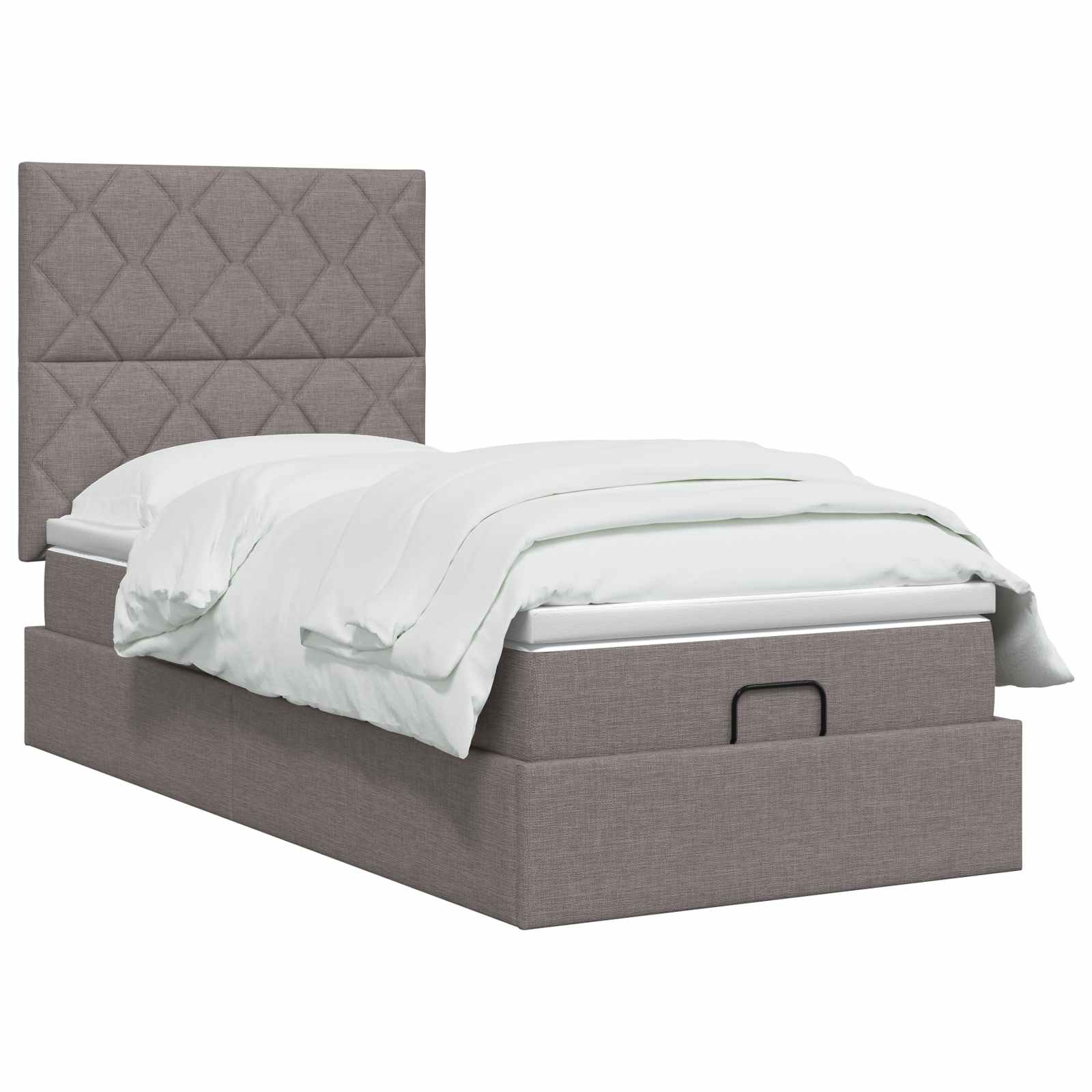 Κρεβάτι Ottoman με Στρώμα και LED Taupe 90 x 200 cm Ύφασμα