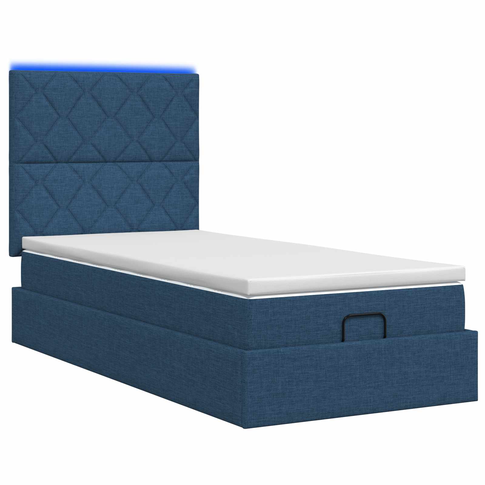 Κρεβάτι Ottoman με Στρώμα και LED Μπλε 90 x 200 cm Ύφασμα