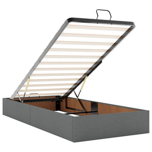 Κρεβάτι Ottoman με Στρώμα και LED Σκούρο Γκρι 100 x 200 cm