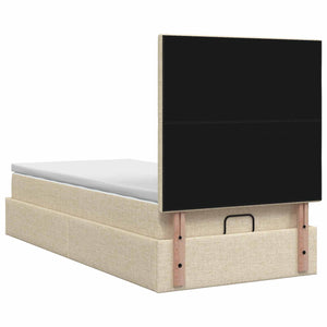 Κρεβάτι Ottoman με Στρώμα και LED Κρεμ 100 x 200 cm Ύφασμα - Pakobazaar