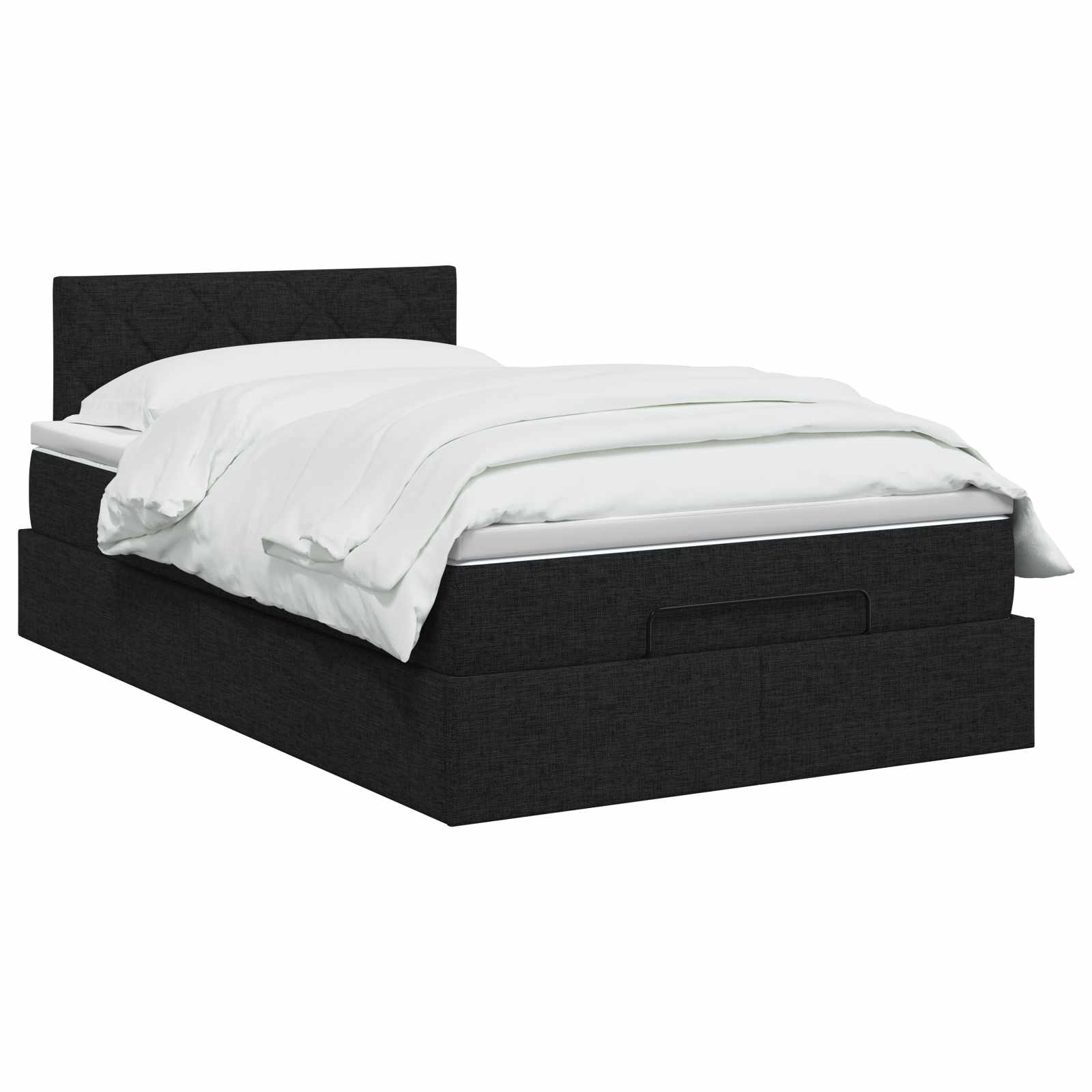 Κρεβάτι Ottoman με Στρώμα και LED Μαύρο 120 x 190 cm Ύφασμα