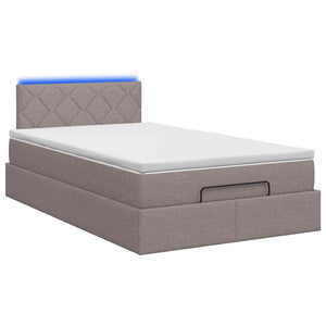 Κρεβάτι Ottoman με Στρώμα και LED Taupe 120 x 190 cm Ύφασμα
