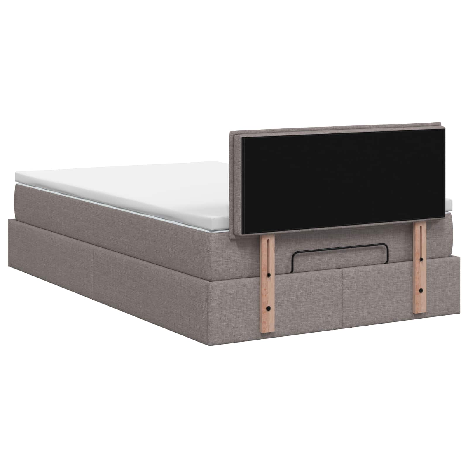 Κρεβάτι Ottoman με Στρώμα και LED Taupe 120 x 190 cm Ύφασμα