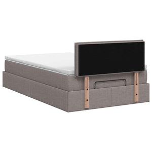 Κρεβάτι Ottoman με Στρώμα και LED Taupe 120 x 190 cm Ύφασμα