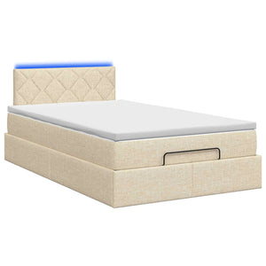 Κρεβάτι Ottoman με Στρώμα και LED Κρεμ 120 x 190 cm Ύφασμα