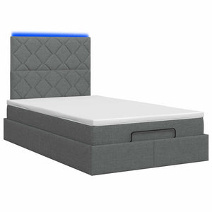 Κρεβάτι Ottoman με Στρώμα και LED Σκούρο Γκρι 120 x 200 cm - Pakobazaar