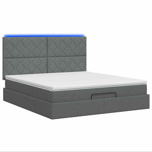 Κρεβάτι Ottoman με Στρώμα και LED Σκούρο Γκρι 140 x 190 cm - Pakobazaar