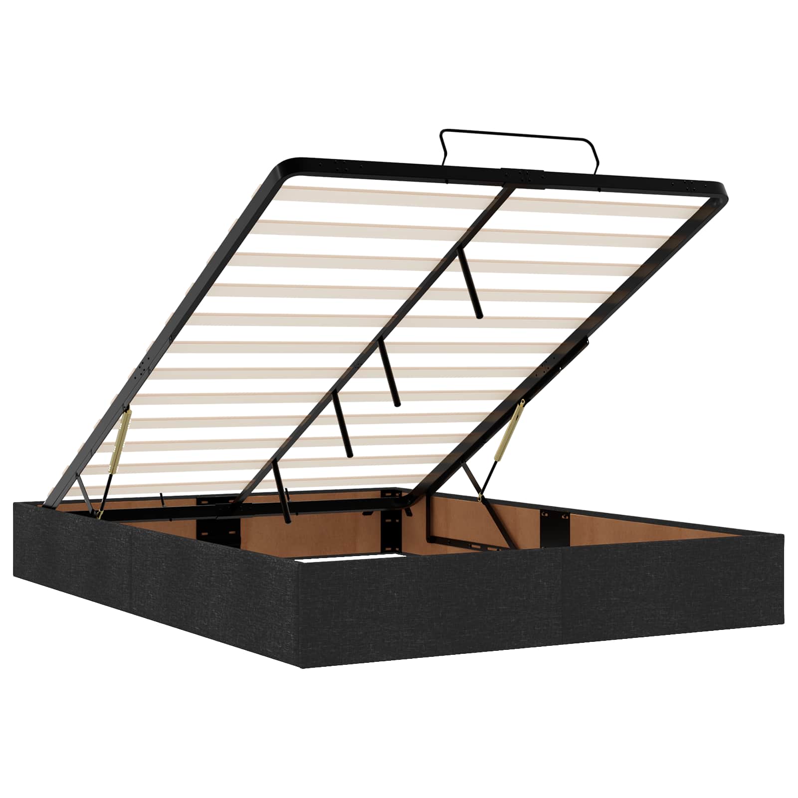 Κρεβάτι Ottoman με Στρώμα και LED Μαύρο 140 x 190 cm Ύφασμα - Pakobazaar