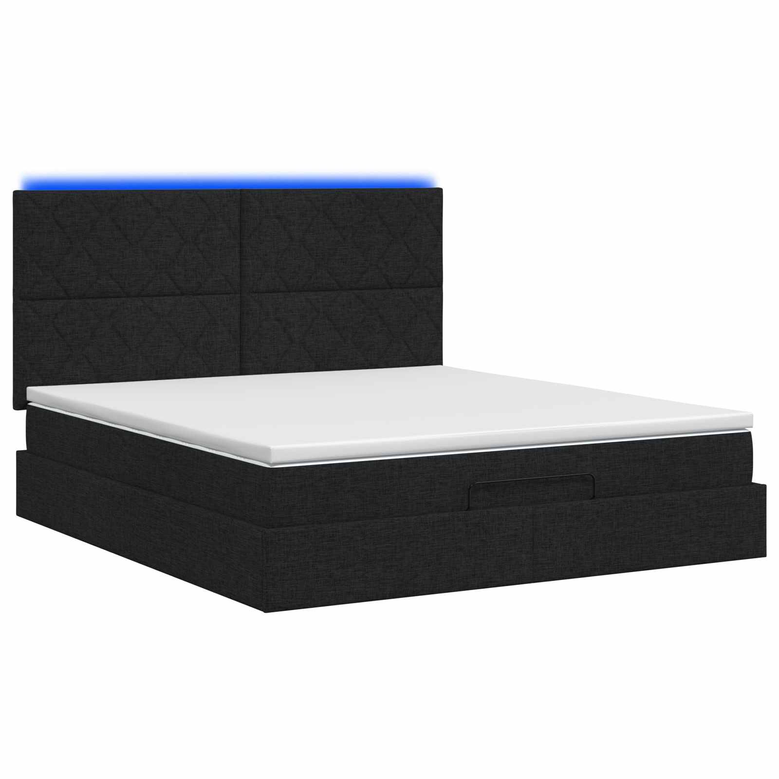Κρεβάτι Ottoman με Στρώμα και LED Μαύρο 140 x 200 cm Ύφασμα - Pakobazaar
