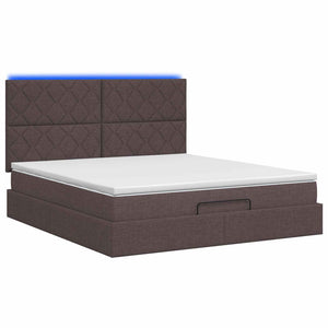 Κρεβάτι Ottoman με Στρώμα και LED Σκούρο Καφέ 140 x 200 cm - Pakobazaar