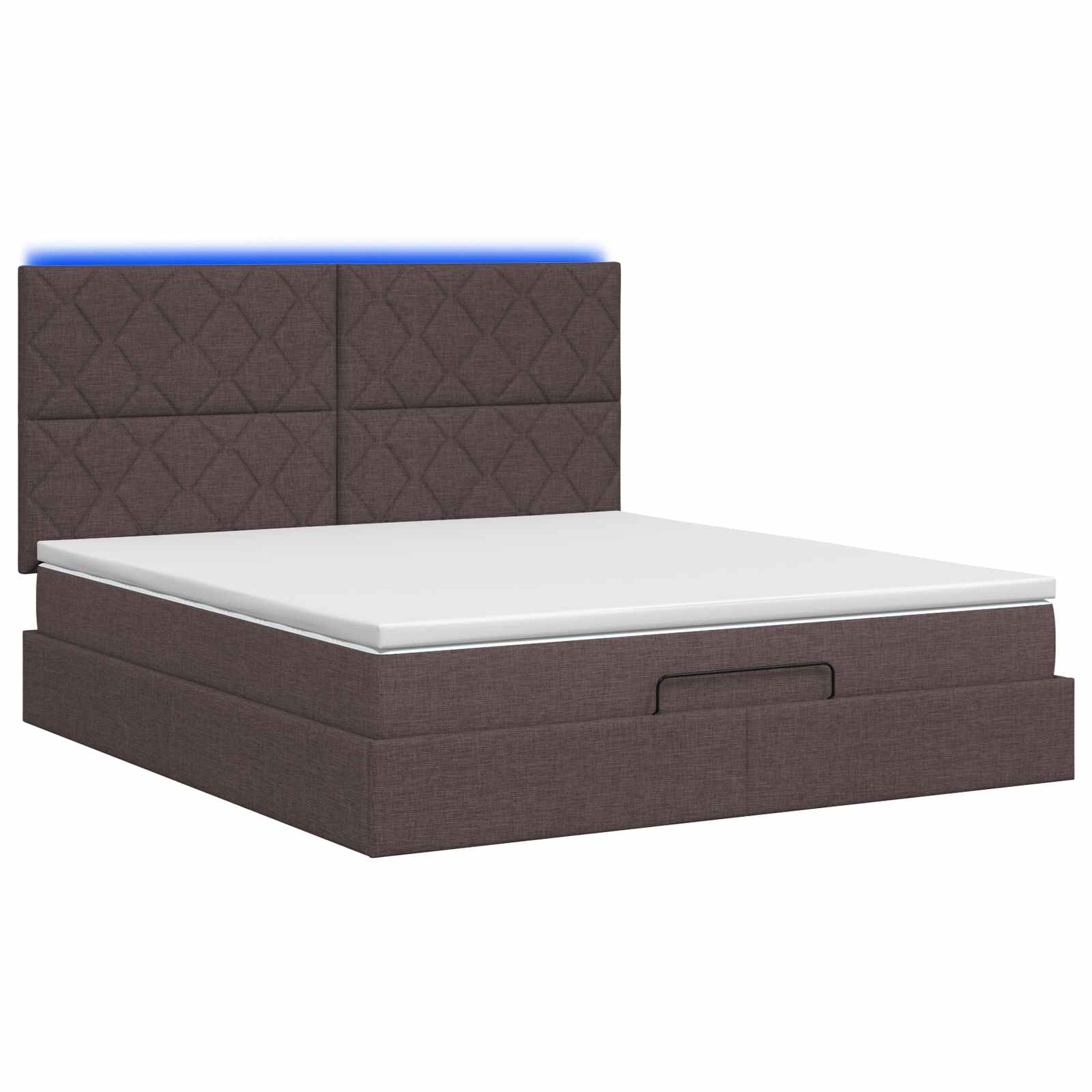 Κρεβάτι Ottoman με Στρώμα και LED Σκούρο Καφέ 160 x 200 cm