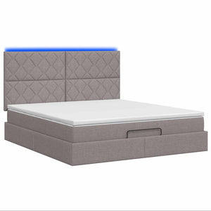 Κρεβάτι Ottoman με Στρώμα και LED Taupe 160 x 200 cm Ύφασμα - Pakobazaar