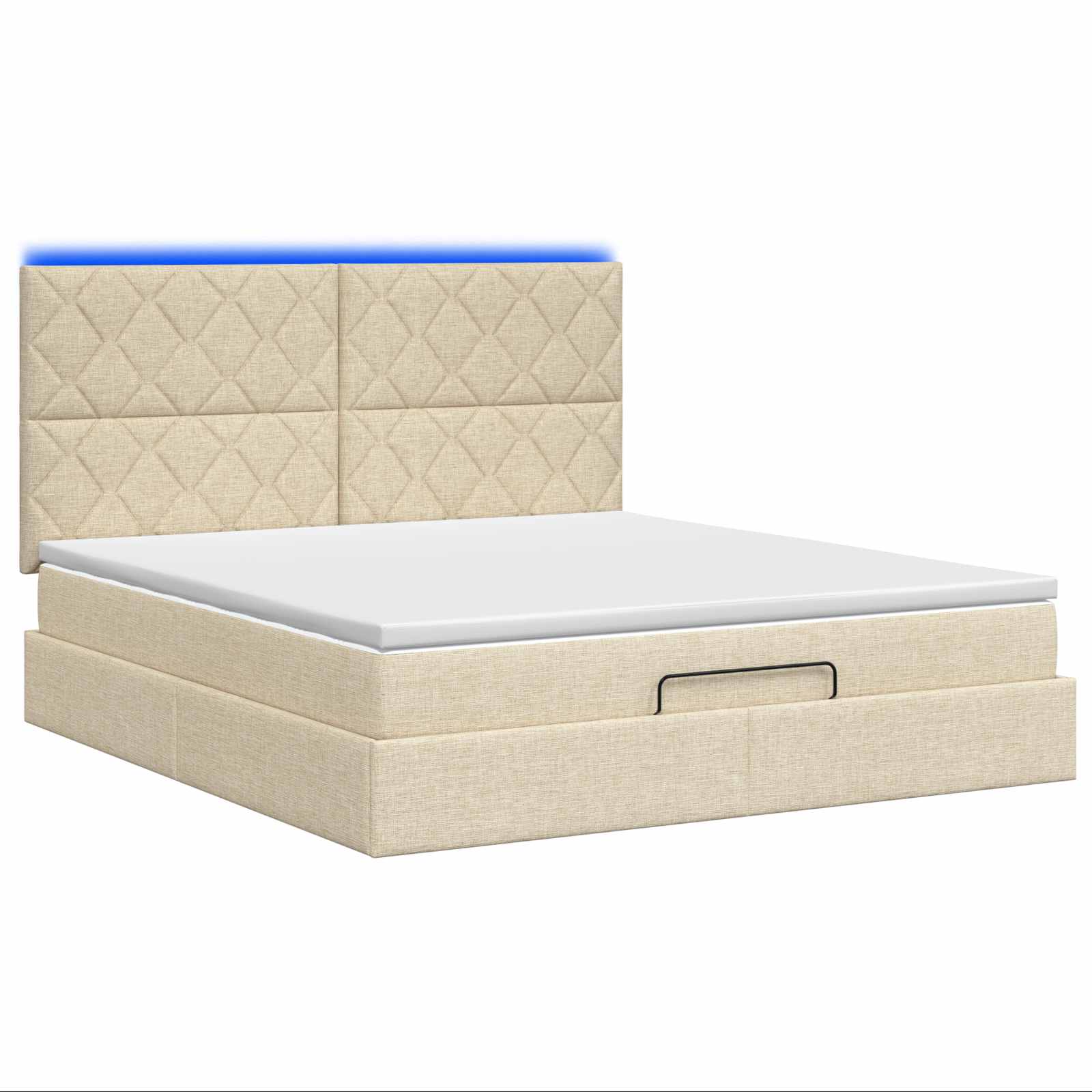 Κρεβάτι Ottoman με Στρώμα και LED Κρεμ 160 x 200 cm Ύφασμα - Pakobazaar