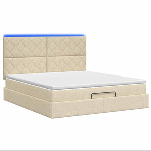 Κρεβάτι Ottoman με Στρώμα και LED Κρεμ 160 x 200 cm Ύφασμα - Pakobazaar