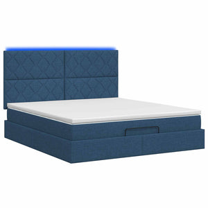 Κρεβάτι Ottoman με Στρώμα και LED Μπλε 180 x 200 cm Ύφασμα