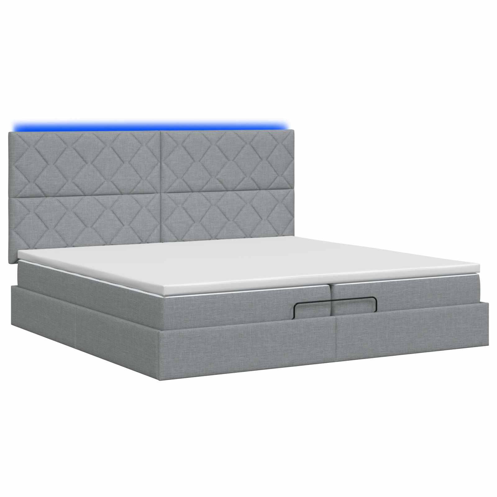Κρεβάτι Ottoman με Στρώμα και LED Ανοιχτό γκρι 200 x 200 cm - Pakobazaar