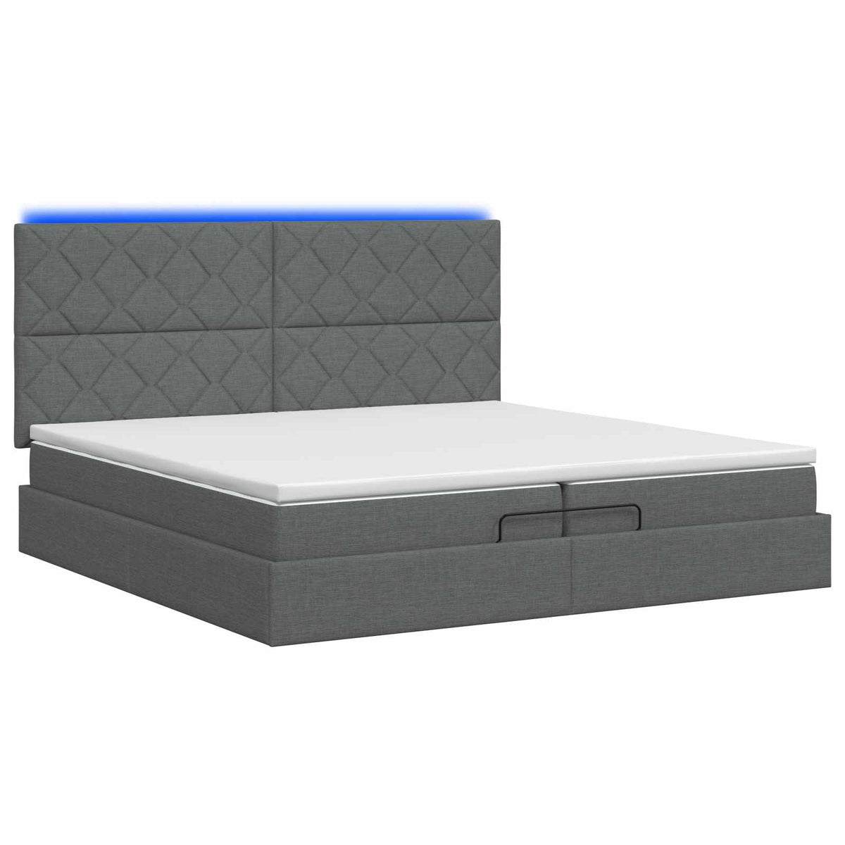Κρεβάτι Ottoman με Στρώμα και LED Σκούρο Γκρι 200 x 200 cm - Pakobazaar