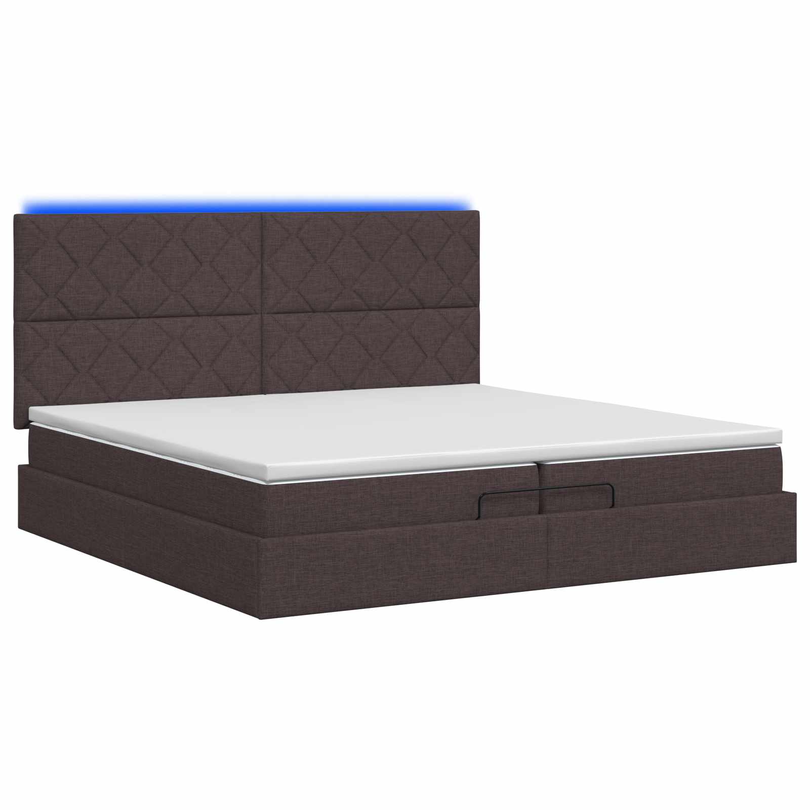 Κρεβάτι Ottoman με Στρώμα και LED Σκούρο Καφέ 200 x 200 cm