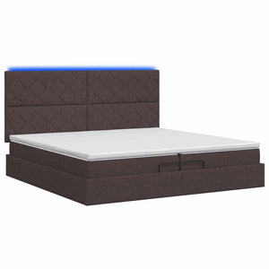 Κρεβάτι Ottoman με Στρώμα και LED Σκούρο Καφέ 200 x 200 cm