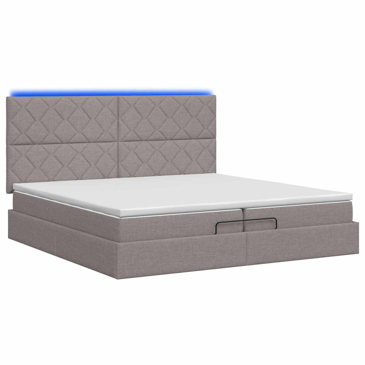 Κρεβάτι Ottoman με Στρώμα και LED Taupe 200 x 200 cm Ύφασμα - Pakobazaar