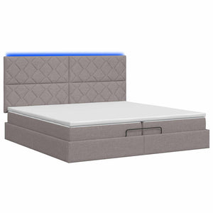 Κρεβάτι Ottoman με Στρώμα και LED Taupe 200 x 200 cm Ύφασμα - Pakobazaar