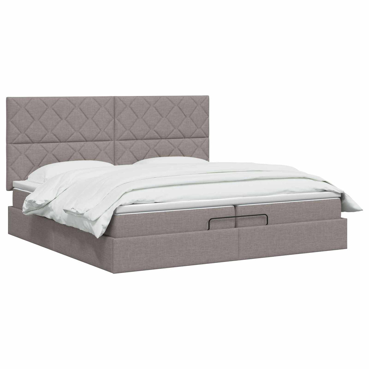 Κρεβάτι Ottoman με Στρώμα και LED Taupe 200 x 200 cm Ύφασμα - Pakobazaar