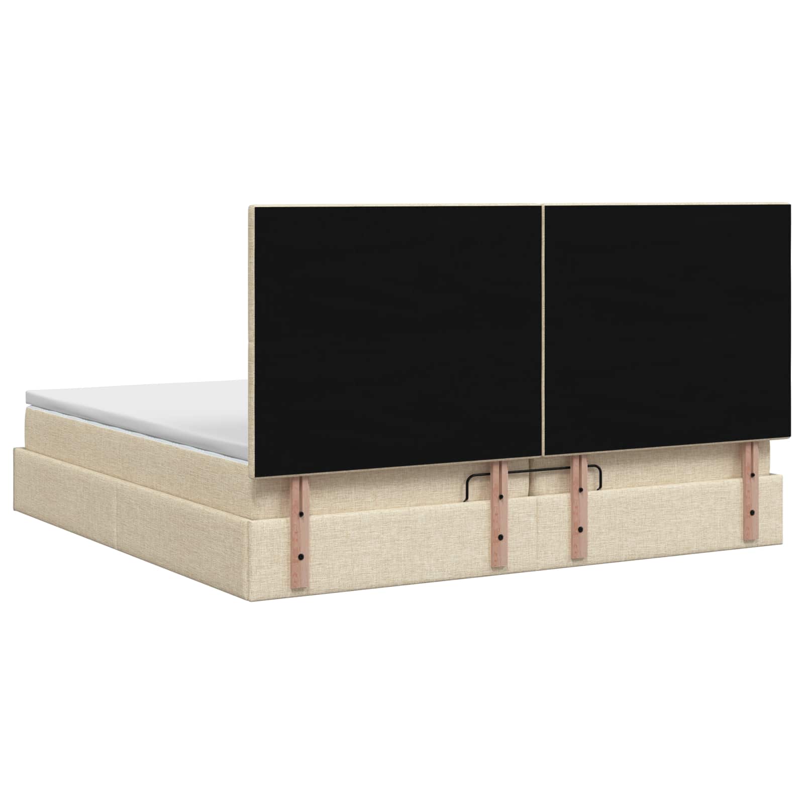 Κρεβάτι Ottoman με Στρώμα και LED Κρεμ 200 x 200 cm Ύφασμα - Pakobazaar