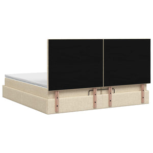 Κρεβάτι Ottoman με Στρώμα και LED Κρεμ 200 x 200 cm Ύφασμα - Pakobazaar