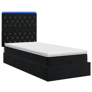 Κρεβάτι Ottoman με Στρώμα και LED Μαύρο 80 x 200 cm Βελούδο - Pakobazaar
