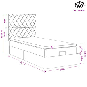 Κρεβάτι Ottoman με Στρώμα και LED Ροζ 90 x 190 cm Βελούδο - Pakobazaar