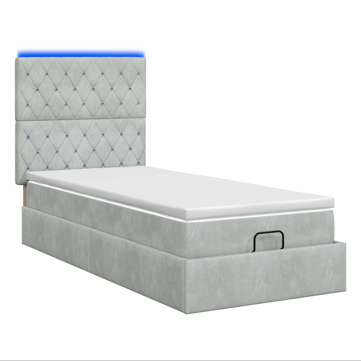 Κρεβάτι Ottoman με Στρώμα και LED Ανοιχτό γκρι 90 x 200 cm - Pakobazaar