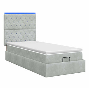 Κρεβάτι Ottoman με Στρώμα και LED Ανοιχτό γκρι 90 x 200 cm - Pakobazaar
