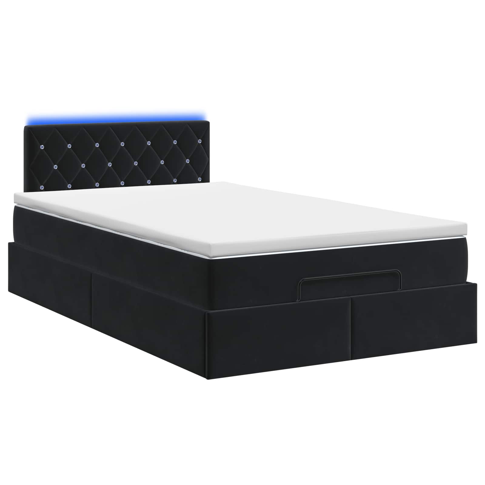 Κρεβάτι Ottoman με Στρώμα και LED Μαύρο 120 x 190 cm Βελούδο - Pakobazaar