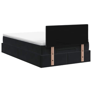 Κρεβάτι Ottoman με Στρώμα και LED Μαύρο 120 x 190 cm Βελούδο - Pakobazaar
