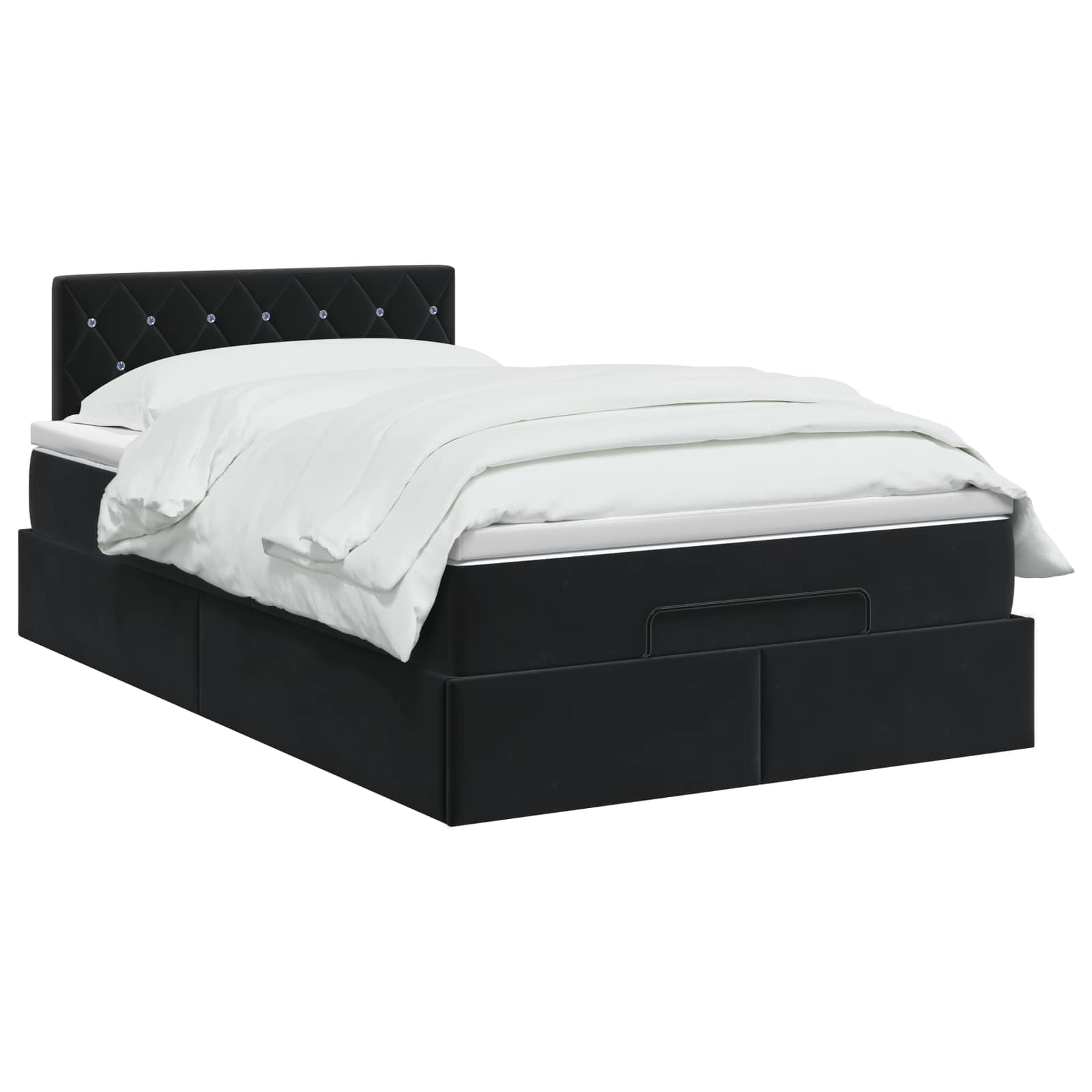 Κρεβάτι Ottoman με Στρώμα και LED Μαύρο 120 x 190 cm Βελούδο - Pakobazaar