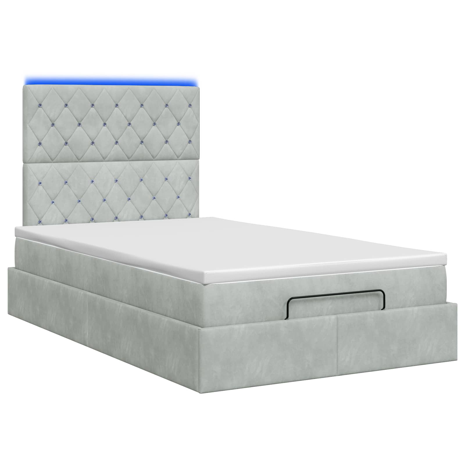 Κρεβάτι Ottoman με Στρώμα και LED Ανοιχτό γκρι 120 x 200 cm - Pakobazaar