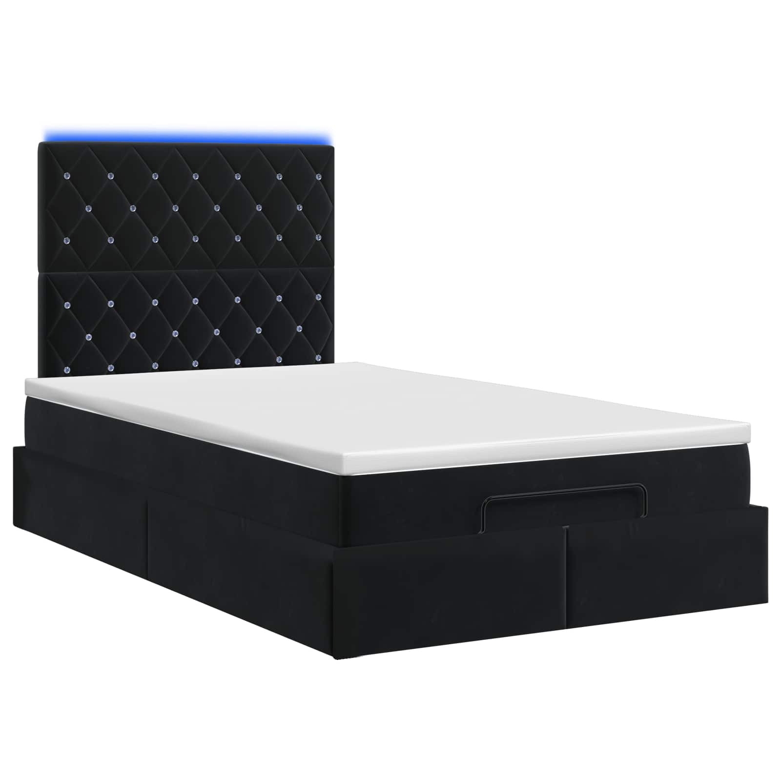 Κρεβάτι Ottoman με Στρώμα και LED Μαύρο 120 x 200 cm Βελούδο - Pakobazaar