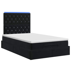 Κρεβάτι Ottoman με Στρώμα και LED Μαύρο 120 x 200 cm Βελούδο - Pakobazaar