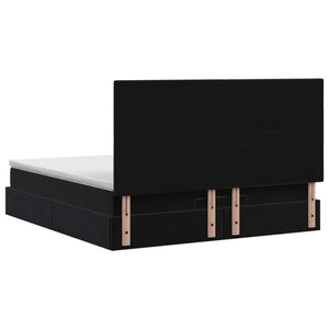 Κρεβάτι Ottoman με Στρώμα και LED Μαύρο 140 x 190 cm Βελούδο