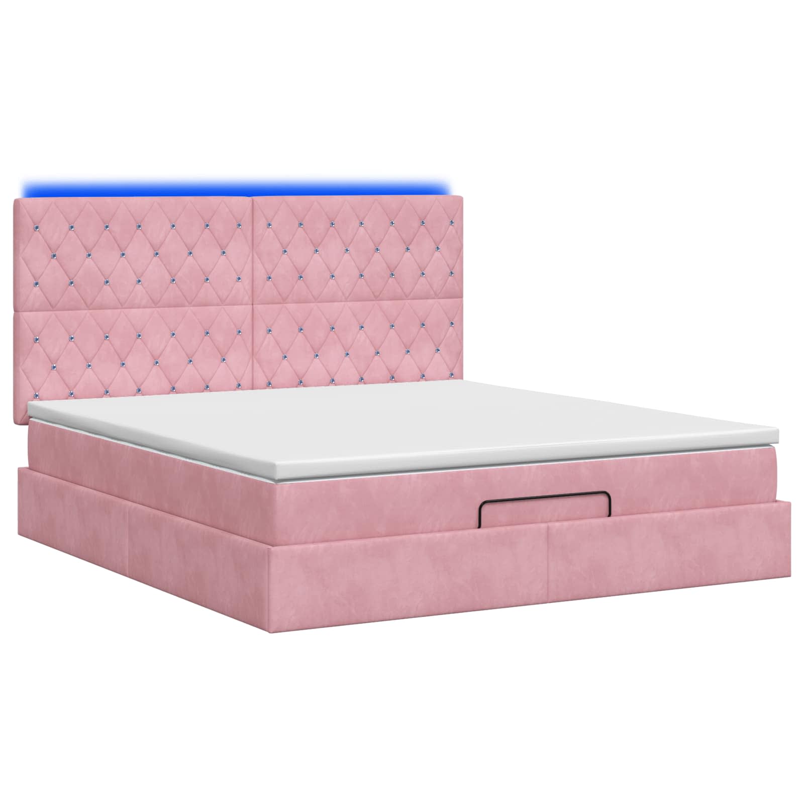 Κρεβάτι Ottoman με Στρώμα και LED Ροζ 140 x 200 cm Βελούδο - Pakobazaar
