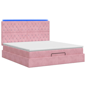 Κρεβάτι Ottoman με Στρώμα και LED Ροζ 140 x 200 cm Βελούδο - Pakobazaar