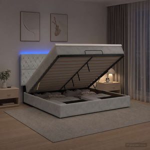 Κρεβάτι Ottoman με Στρώμα και LED Ανοιχτό γκρι 180 x 200 cm - Pakobazaar