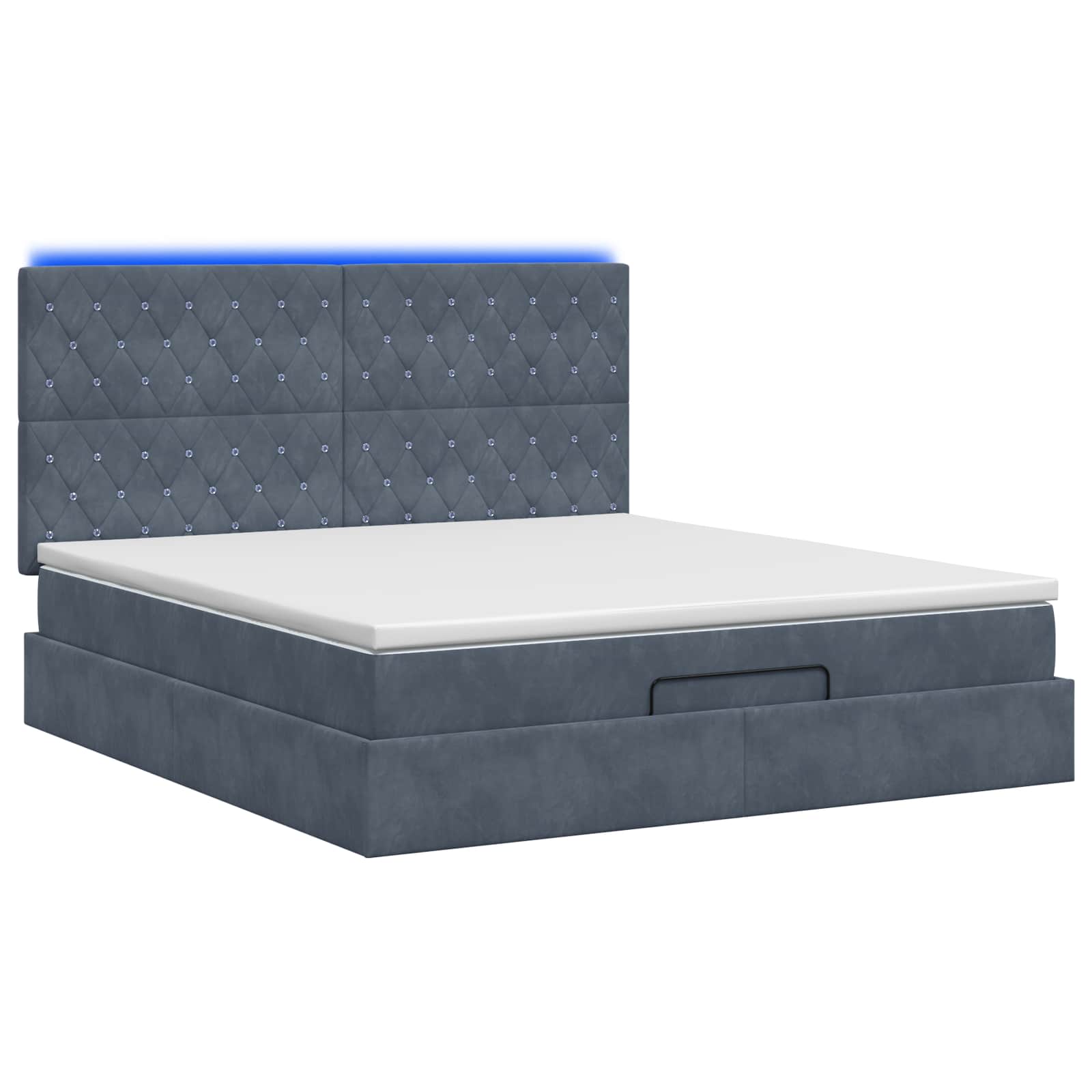 Κρεβάτι Ottoman με Στρώμα και LED Σκούρο Γκρι 180 x 200 cm - Pakobazaar
