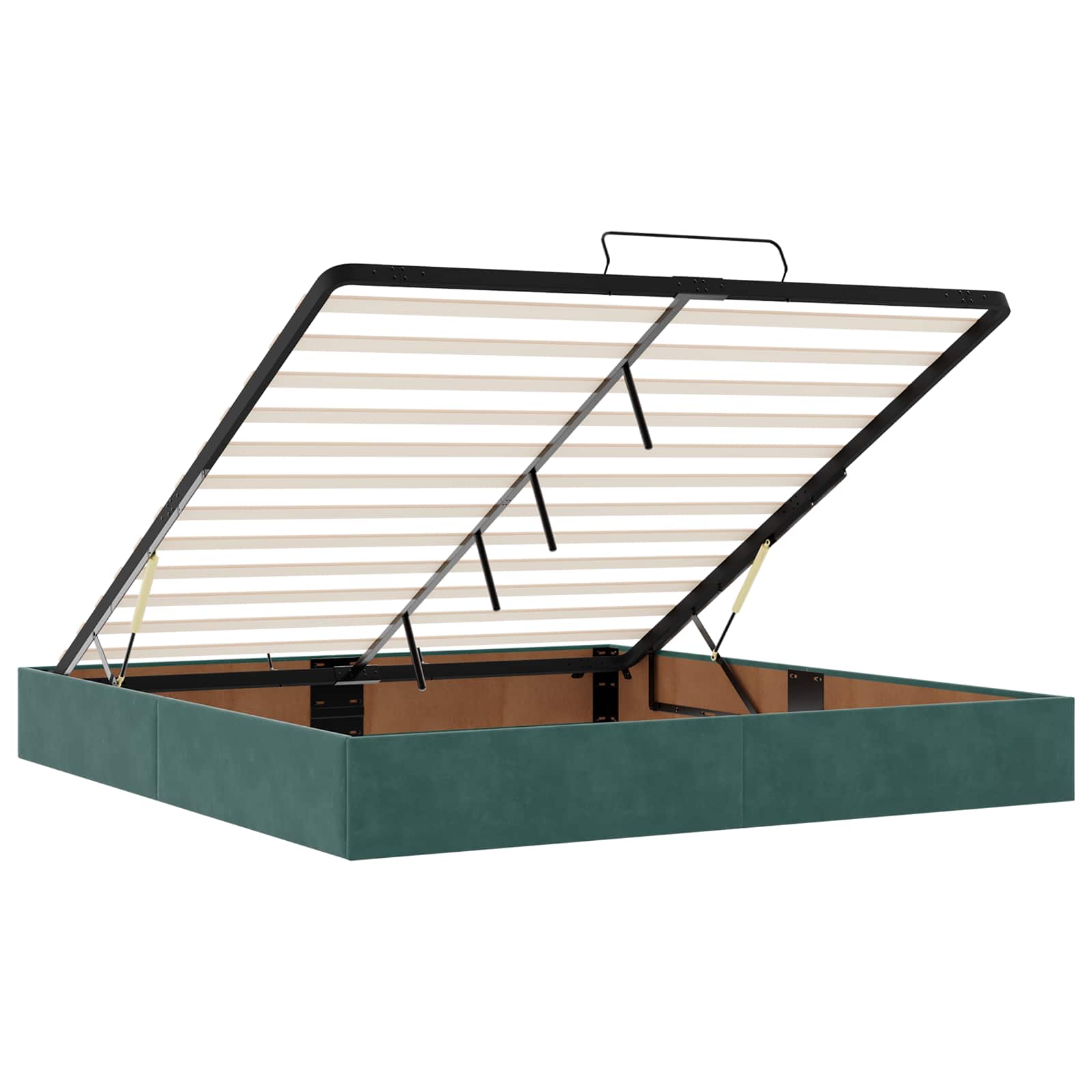 Κρεβάτι Ottoman με Στρώμα και LED Σκούρο Πράσινο 180 x 200 cm