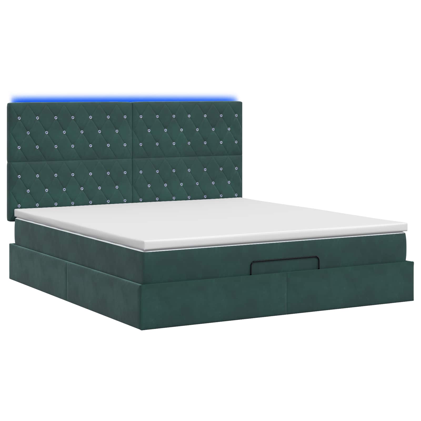 Κρεβάτι Ottoman με Στρώμα και LED Σκούρο Πράσινο 180 x 200 cm